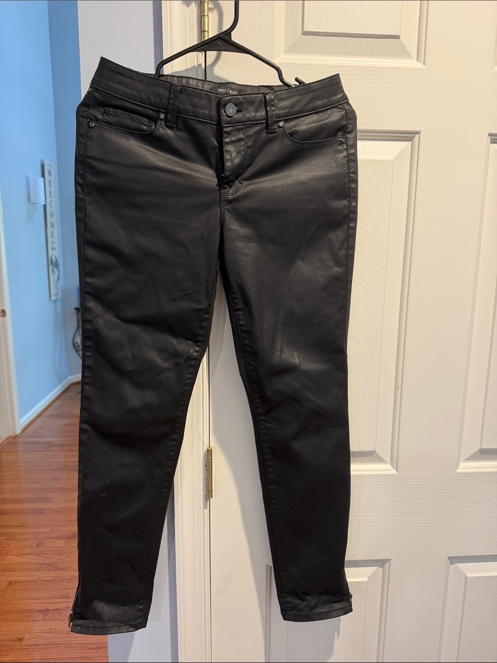 White House Black Market Black Coated Skinny Pants